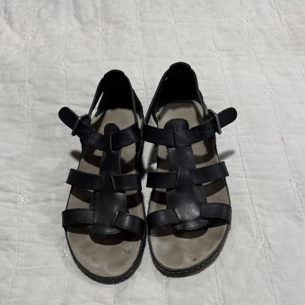 Chaco Dark Leather Strappy Sandals